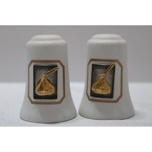 Vintage Hershey's Oakdale CA Ceramic Salt and Pepper Shakers Gold Kiss Set